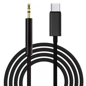 Cable auxiliar de nailon trenzado para Samsung y huawei, Cable auxiliar de 1m, macho de 3,5mm a tipo c, audio Digital para coche