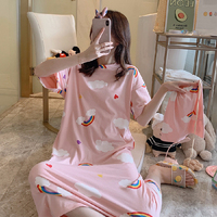 Peignoir de Nuit d'Été Doux et Mignon en Gros avec Sacs en Tissu, Pyjama Femme à Manches Courtes Dessins Animés, Chemise de Nuit, Taille 3XL