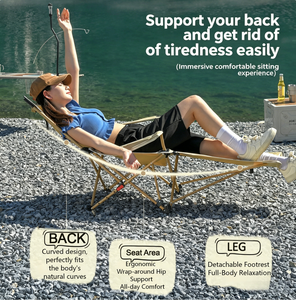 Silla Reclinable Plegable Canlk Moderna de Tela Oxford y Acero al Carbono, Silla Portátil para Acampar al Aire Libre con Reposapiés, Asiento de Jardín para Descanso - Product Image 5