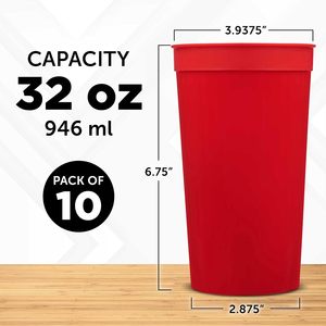 Gobelets de stade réutilisables de 32oz personnalisés Tasses à bière en plastique promotionnelles pour boissons de fête Gobelets incassables pour bouteille d'eau - Product Image 2