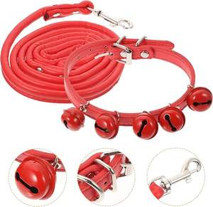 Combo de Collar y Correa para Mascotas, Correa de Cuerda de Tirar de <span class=keywords><strong>Jingle</strong></span> <span class=keywords><strong>Bell</strong></span> para Uso Diario, Suministros para Exteriores, Navidad - Product Image 1