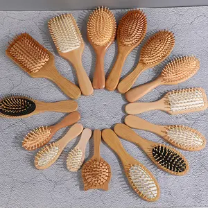 Natural Wood Handle Detangler Scalp Massage Combing Hair Styling Hair Brush Comb Your Brand For Wholesale