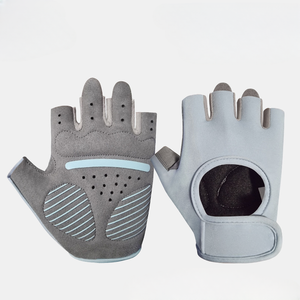 Gants de sport d'extérieur unisexes en coton à demi-doigts, paume antidérapante, sangle de poignet réglable, protection anti-callosités - Product Image 2