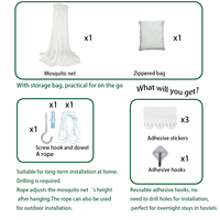 Moustiquaire de lit suspendue pliable et portable pour l'extérieur, la maison et le camping, en tulle blanc à mailles fines et volantées, pour l'été
