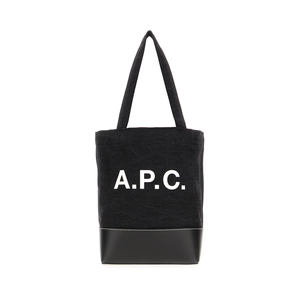 Bolso de Hombro en Mezcla de Algodón y Mezclilla con Inserciones de Cuero Liso en Contraste en la Parte Inferior, Caracterizado por un Diseño en Contraste - Product Image 1