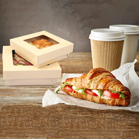 Caja de papel de ensalada cuadrada rectangular desechable personalizada, caja de papel Kraft de grado alimenticio