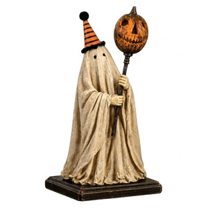 Ornement rétro en résine pour Halloween, citrouille lumineuse, fantôme, statue de citrouille, décoration de scène de bureau pour les fêtes - Product Image 4
