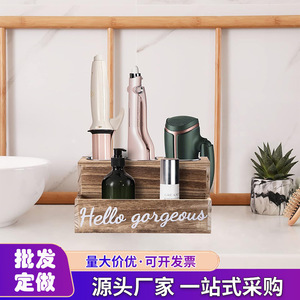 Wooden Bathroom Storage <b>Box</b> With Compartments 4 In 1 Cosmetic Organizer For Beauty Tools And <b>Makeup</b> - Product Image 5