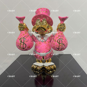 Famosa Scultura di <span class=keywords><strong>Paperino</strong></span> con Due Bottiglie, Modello di Bottiglia di Vino Scrooge Mcduck per Arte, in Resina/Vetroresina - Product Image 5