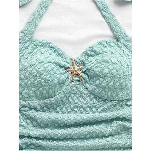 Débardeur Halter Personnalisé pour Femme, en Maille Froncée, Respirant, d'Été, avec Détail Étoile de Mer - Product Image 2