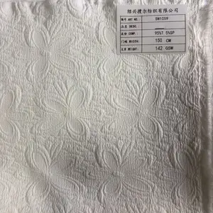 Tren baru 3D relief daun dan bunga jacquard 160gsm 4-cara peregangan poliester tekstur kerut kain untuk gaun pakaian renang mantel