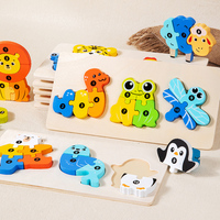 Gran oferta, juguete de aprendizaje para niños, animales e insectos, cadena alimentaria, rompecabezas tridimensional, educación para la primera infancia, iluminación