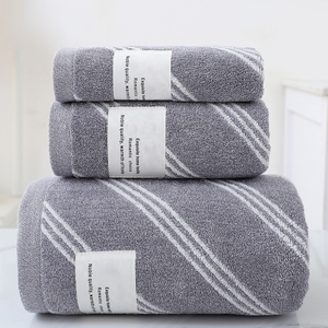 Ensemble <span class=keywords><strong>de</strong></span> serviettes en tissu éponge 100% coton, absorbant l'eau, durable, à rayures diagonales blanches, pour la famille, la salle <span class=keywords><strong>de</strong></span> sport, les centres <span class=keywords><strong>de</strong></span> villégiature, promotionnel - Product Image 3