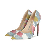 Chaussures Femmes Zapatos De Mujer en jean à bout pointu pour Femmes, escarpins De bureau à talons aiguilles Sexy