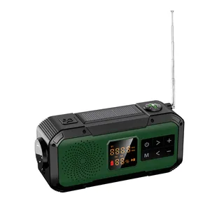 D589 NOAA 디지털 라디오 Bt 스피커 방수 무선 바위 야외 스피커 태양 전지 패널 또는 손 크랭크 전원