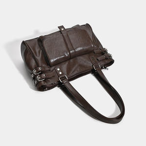 Bolso de mano retro marrón versátil para negocios, estilo coreano, mochila escolar clásica, gran capacidad, impermeable, con cremallera, correa de hombro individual - Product Image 3