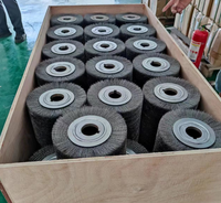 304 arbre en acier inoxydable spirale en acier inoxydable fil de laiton brosse de polissage rouleau pour machine