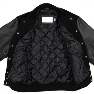 Chaqueta Varsity para Hombre, Roja, con Mangas de Cuero PU, Cierre de Botones, Cuello Clásico, Largo Regular, Color Sólido, Transpirable, para Invierno - Product Image 6