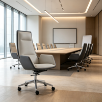 Chaise de bureau exécutive moderne ergonomique confortable à hauteur réglable avec base en acier et revêtement en cuir PU pivotante pour la maison et les bureaux professionnels