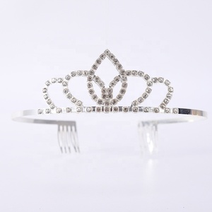 Diademas <span class=keywords><strong>de</strong></span> diamantes <span class=keywords><strong>de</strong></span> imitación para niña, tiara para el <span class=keywords><strong>pelo</strong></span> barata y sencilla, tiara elástica dorada - Product Image 2