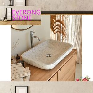 Prix de Terrazzo de Pierre Artificielle de Design de Mode Petits Lavabos Évier de Comptoir en <span class=keywords><strong>Béton</strong></span> Salle de Bain - Product Image 4