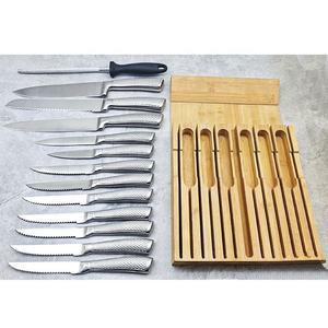 Ensemble de couteaux de cuisine haut de gamme de 14 pièces avec organisateur de tiroir en bambou et 12 couteaux et 1 aiguiseur de couteaux - Product Image 2