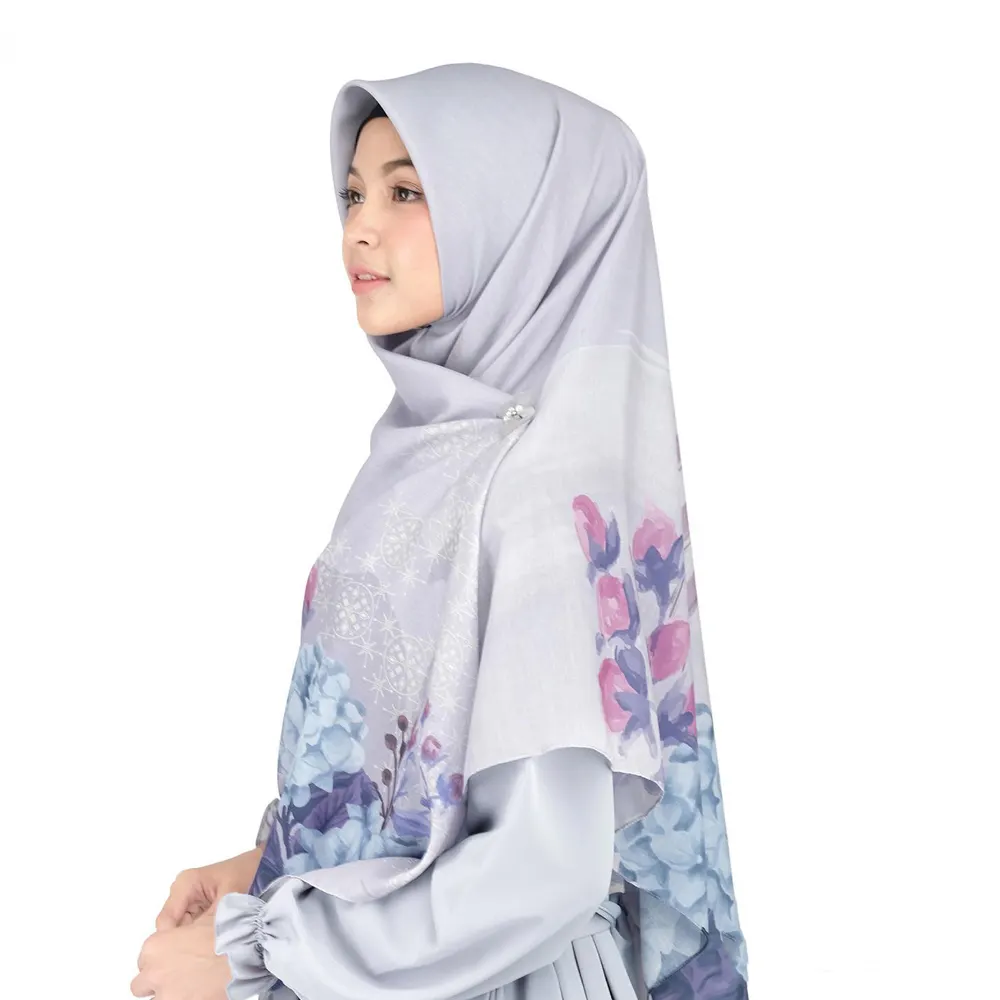 Lenço Quadrado Para Mulheres Personalizado Alta Qualidade Tudung Malásia Impresso Hijab Fornecedor Atacado Bawal Premium Cotton Voile