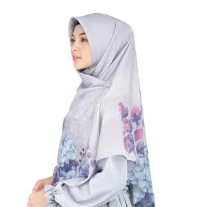 Square Scarf For Women Custom High Quality Tudung Malaysia Printed Hijab Supplier Wholesale Bawal Premium Cotton Voile