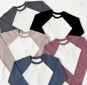 T-shirt en coton à manches raglan tricotées unies, personnalisable par le fabricant, en gros, pour hommes, de haute qualité, vierge, à manches longues - Product Image 6