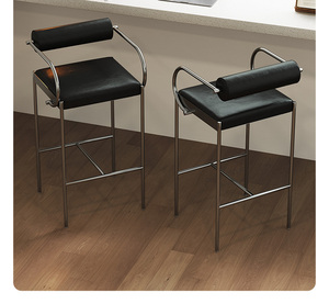 <span class=keywords><strong>Tabouret</strong></span> de bar en fer haut de gamme, design nordique moderne et simple, avec cadre stable et durable, pour usage commercial dans le salon et à la réception - Product Image 4
