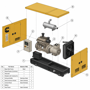 Groupe électrogène diesel Cummins triphasé 20 kVA-80 kVA, certifié CE ISO, silencieux, démarrage automatique et à distance, pour usage domestique, avec ATS - Product Image 5