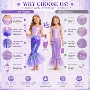 Nuevo Diseño 2026, ODM OEM, Mono Elegante de Halloween para Niños, Disfraz de Sirena de una Pieza para Niñas, Disfraces de Princesa Ariel - Product Image 2