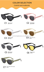 Lunettes de soleil ovales tendance rétro pour enfants, protection solaire, nouvelle collection rose œil de chat, vente en gros - Product Image 3