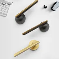 Serrure de porte de chambre silencieuse en cuivre Design français Style universel ménage poignée de porte en bois pour salles de bain en acier