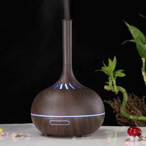 เครื่องเพิ่มความชื้นอโรมาเธอราพีลายไม้สร้างสรรค์ 400 มล. เครื่องกระจายกลิ่นอัลตราโซนิกพร้อมไฟ LED สำหรับใช้ในบ้านและสำนักงาน - Product Image 2