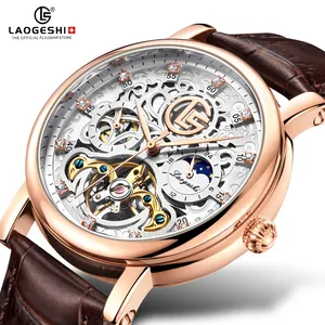 Laogeshi Fashion Watch Maanfase Kalender Hoge Kwaliteit Automatische Vliegende Tourbillon Mechanische Luxe Horloges Voor Mannen