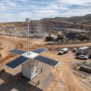Torre de Vigilancia Solar Cúbica con Mástil de 6m, Diseño Compacto IP65 para Seguridad en Minería - Product Image 1