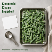 Okra congelé en gros, coupé en morceaux, pour la restauration, la traiteurisation et la fourniture d'ingrédients pour la transformation alimentaire