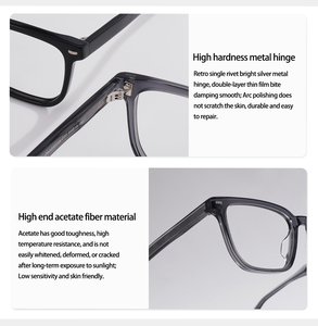 Montura de Gafas Cuadradas Clásicas de Acetato, Unisex, Anti Luz Azul, Gafas Ópticas Graduadas, Negro, Gris, Blanco Lechoso, Gafas de Moda - Product Image 5