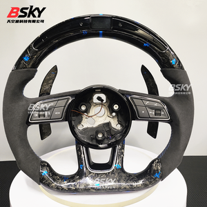 Volante de Cuero y Fibra de Carbono Forjada para Modificación Interior de Automóviles <span class=keywords><strong>Audi</strong></span>, Compatible con A1 A3 A4 A5 A6 Q1 Q3 <span class=keywords><strong>Q4</strong></span> - Product Image 1