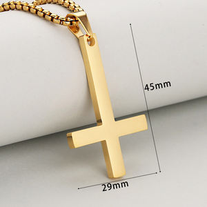 Mode Étanche 18K Plaqué Or En Acier Inoxydable <span class=keywords><strong>À</strong></span> <span class=keywords><strong>L</strong></span>'<span class=keywords><strong>envers</strong></span> Croix Collier Inversé Croix Pendentif Collier pour Hommes Femmes - Product Image 6