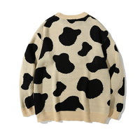 Sweater pria desain terbaru 2024, sweater Pria dengan pola jacquard sapi longgar dan nyaman pullover untuk pria