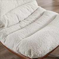 Fauteuil de lecture pivotant de style nordique moderne en velours blanc avec ottoman