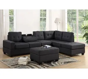 Schönes Design modernes Sofa Design schwarze Farbe günstigen Preis moderne Wohnzimmer möbel Stoff Schnitts ofa Set