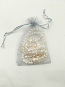 Natuur Natuur Zoetwaterparel En 3 Lijnen Choker Ketting, Messing Echte 18K Gold Plating Sluiting 13 Inch-16 Inch - Product Image 2