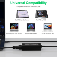 Chargeur USB C 45W pour ordinateur portable HP Chromebook X360 14 14-ca051wm 14-ca091wm 14-ca0061dx, chargeur de type C, adaptateur de charge rapide pour ordinateur portable