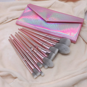 Juego de 10 brochas de maquillaje facial de pelo sintético húmedo y salvaje con diseño láser - Product Image 1