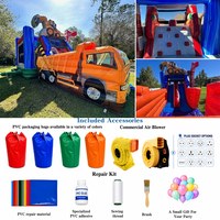 Structure gonflable pour enfants sur le thème des véhicules de construction avec camion et grue 3D – Château gonflable commercial pour anniversaires à thème