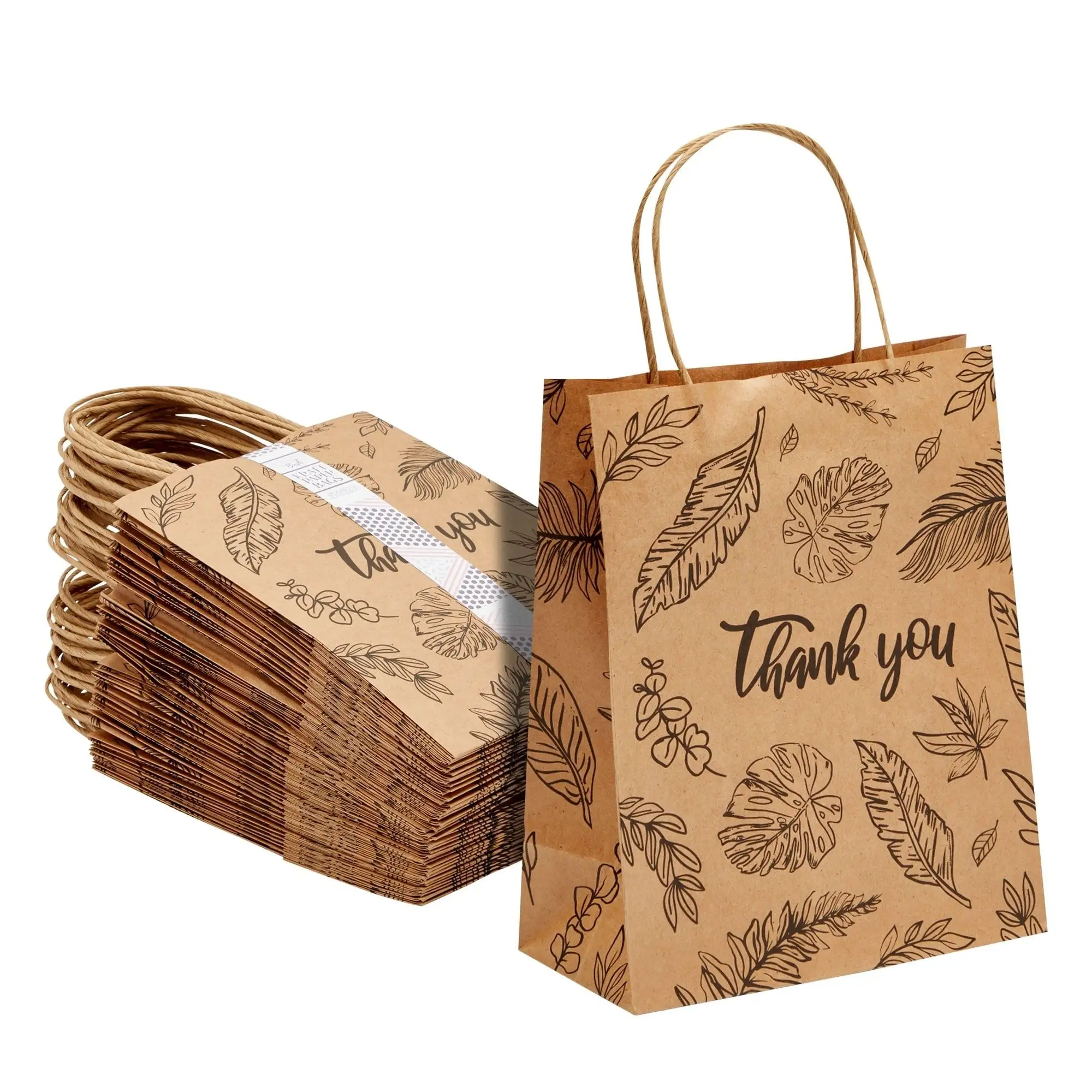 Papier d'emballage alimentaire de haute qualité, sacs avec logo personnalisé sac en papier kraft brun avec poignée torsadée/