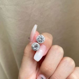 Dylam Trendy 925 Sterling <b>Silver</b> <b>Stud</b> <b>Earrings</b> <b>Earrings</b> for Girls Fashion Jewelry 5A Cubic Zirconia Halo <b>Earrings</b> for Women - Product Image 5